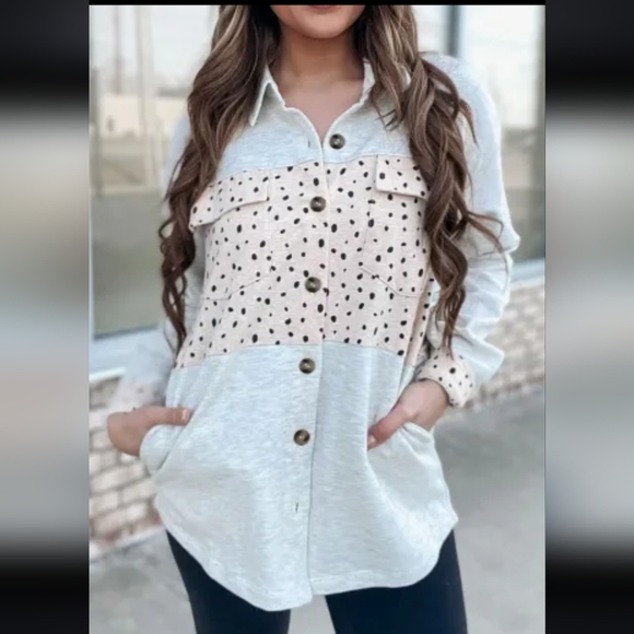 New Leopard spot patchwork shacket - Picture 3 of 16